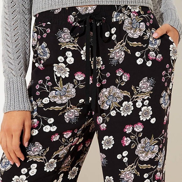 LOFT NWT Women's Floral Fluid Drawstring Pants - Picture 2 of 3